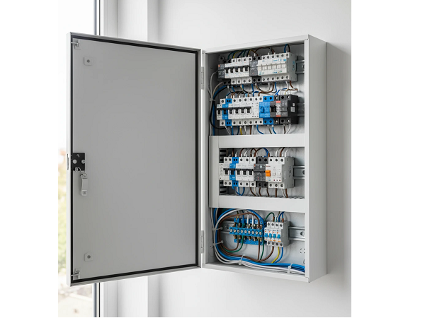 Відкритий електричний щиток з автоматами та УЗО