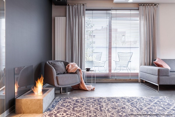 сочетание жалюзи и штор