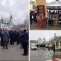 Віряни УПЦ МП в Києво-Печерській лаврі провели службу просто неба під парасолею