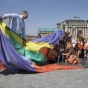 Кличко открыл пешеходную часть Почтовой площади со скульптурой четырех детей-основателей столицы
