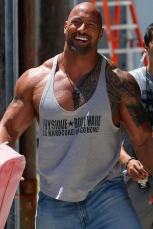 Дуэйн Джонсон (Dwayne Johnson). Дуэйн Джонсон, также известный как Скала, является одним из самых накачанных мужчин в Голливуде, но это, скорее всего, обуславливается тем, что он начал свою карьеру во Всемирной федерации рестлинга, где он выступал с 1996 по 2004 год. Но и до этого он был в достаточно хорошей форме, играя в университетской команде Майами по американскому футболу, а затем профессионально за Калгари Стампидерс (Calgary Stampedes), хотя надолго он там не задержался. На сегодняшний день он играет в голливудских блокбастерах (этим летом вы сможете насладиться его голым накачанным торсом в фильме Геракл) вместе с одними из самых красивых актрис Голливуда, и даже моделями. В его новом фильме он снимается с супермоделью, девушкой Криштиану Роналду (Cristiano Ronaldo), Ириной Шейк. Вне всякого сомнения, этот актёр ростом 196 сантиметров и весом 117 килограмм является одним из самых мускулистых в Голливуде.