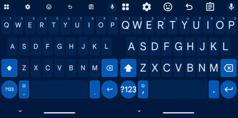 Размеры шрифта 85 % и 200 % в Gboard. Источник изображения: 9to5google.com