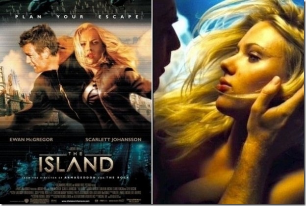 Скарлетт Йоханссон (Scarlett Johansson) в фильме "Остров" появляется как супермодель и ее клон.