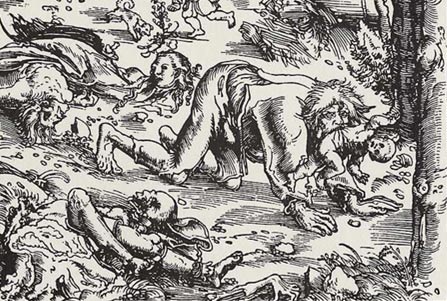 Woodcut-of-a-werewolf-attack