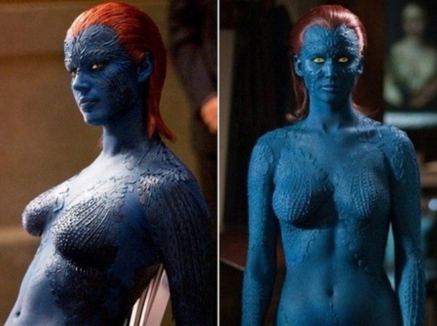 Дженнифер Лоуренс (Rebecca Romijn) и Ребекка Ромейн (Rebecca Romijn) ради роли Mystique в фильме "Люди Икс" каждый день терпели по несколько часов гримировки.